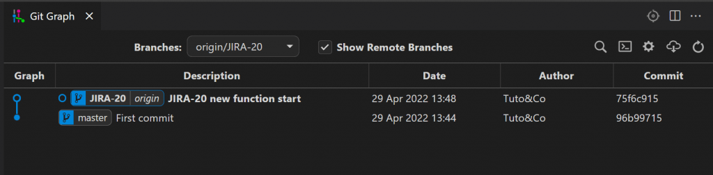 Commit sous git graph apres le squash